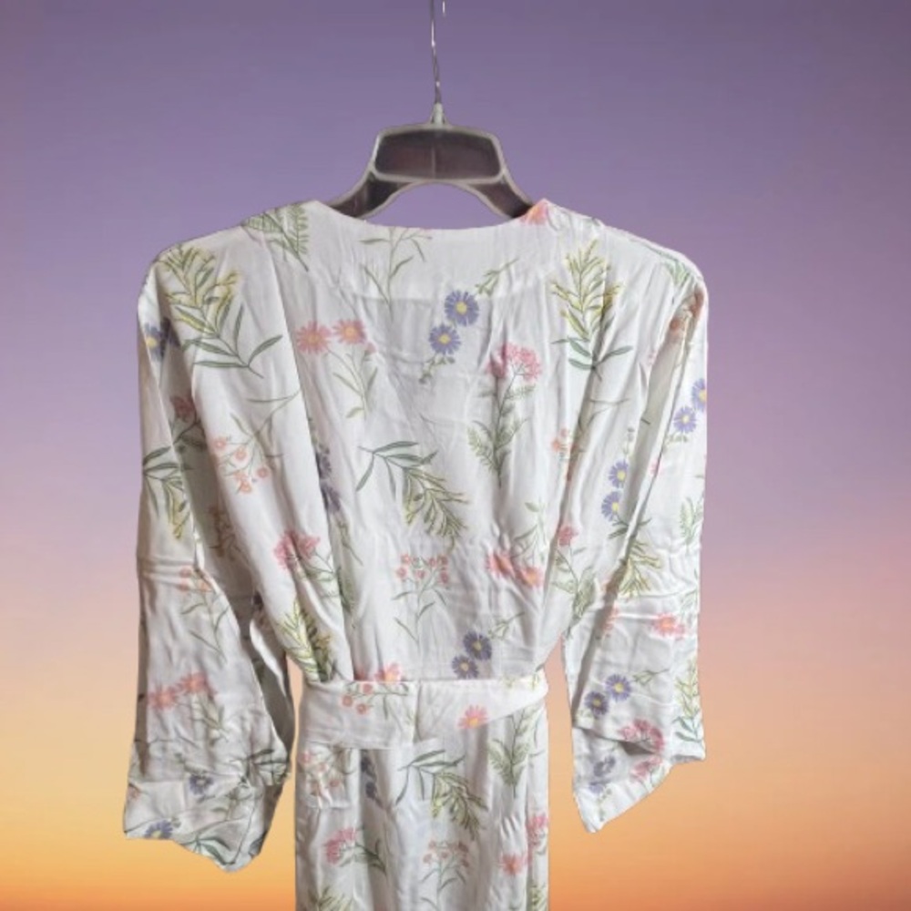 Floral Print Women's Robe - Picture 6 of 9